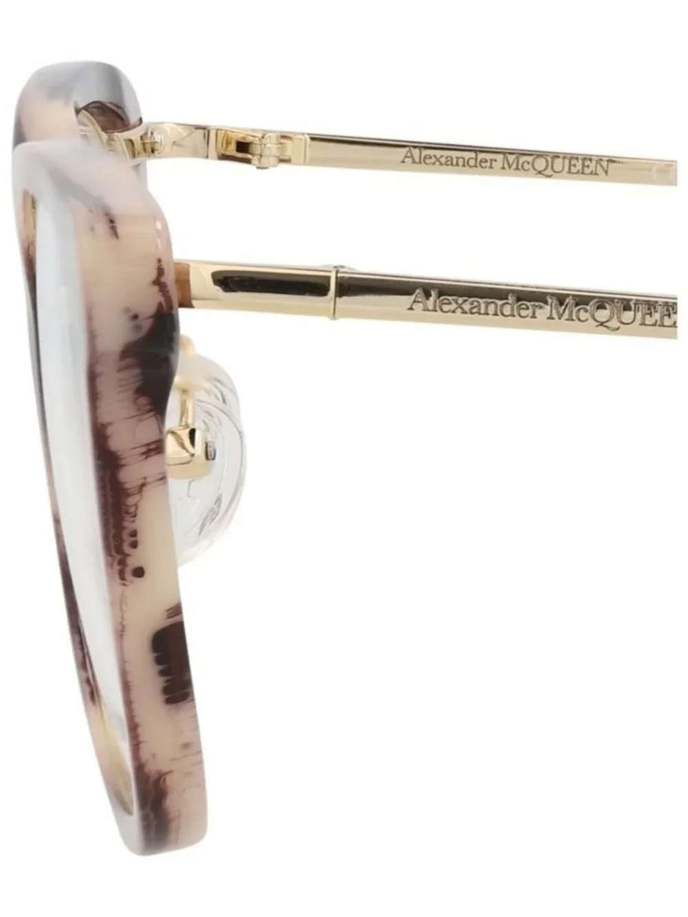 New Alexander McQueen Womens Square/Rectangle Pink Gold Transparent Fashion Desi